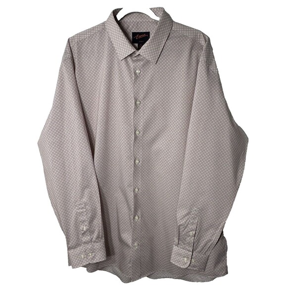 Egara Men's Shirt Men's 18.5 36-37 Tall Slim Fit Geometric Print Button Up Long - Picture 1 of 10